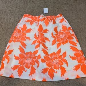 J. Crew Orange and White A-Line Resort Skirt